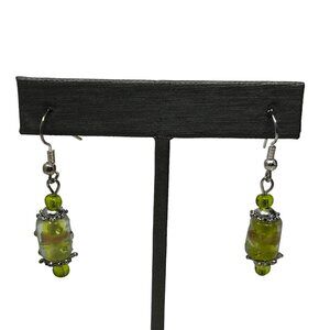 Handmade Pierced Earrings Lime Green Beads‎ Dangle Drop Wire